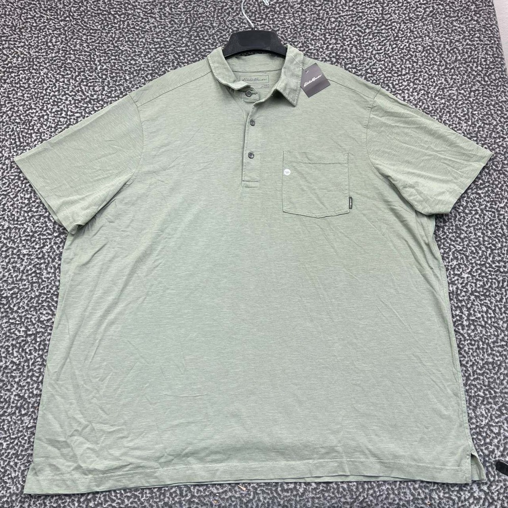 Eddie Bauer Polo Shirt Men T3XL Gray Short Sleeve Collared Pocket Cotton New
